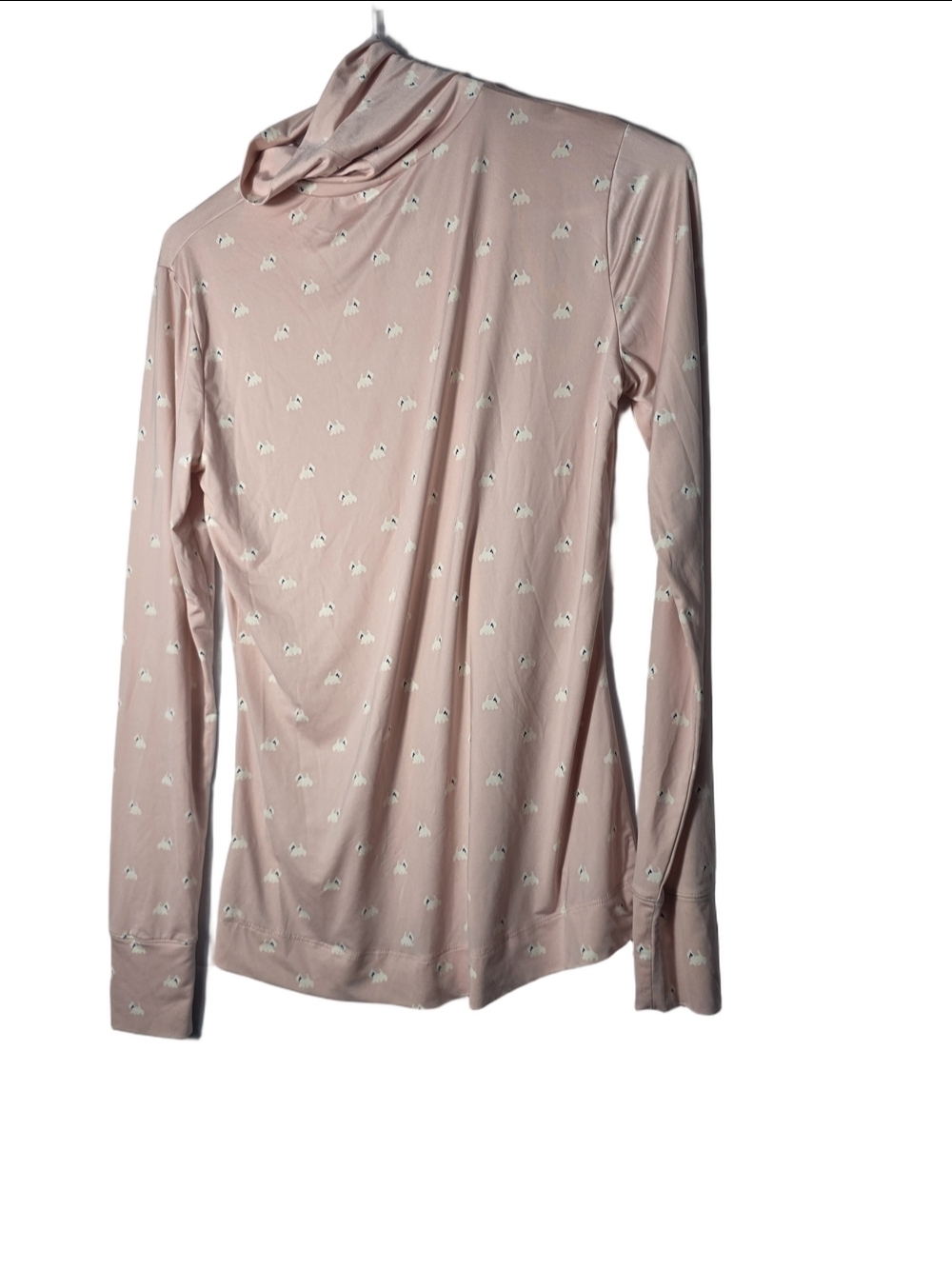 Lands' End Dusty Pink Long-Sleeve Turtleneck with Tiny Dog Prints Small 4-6 Y2K